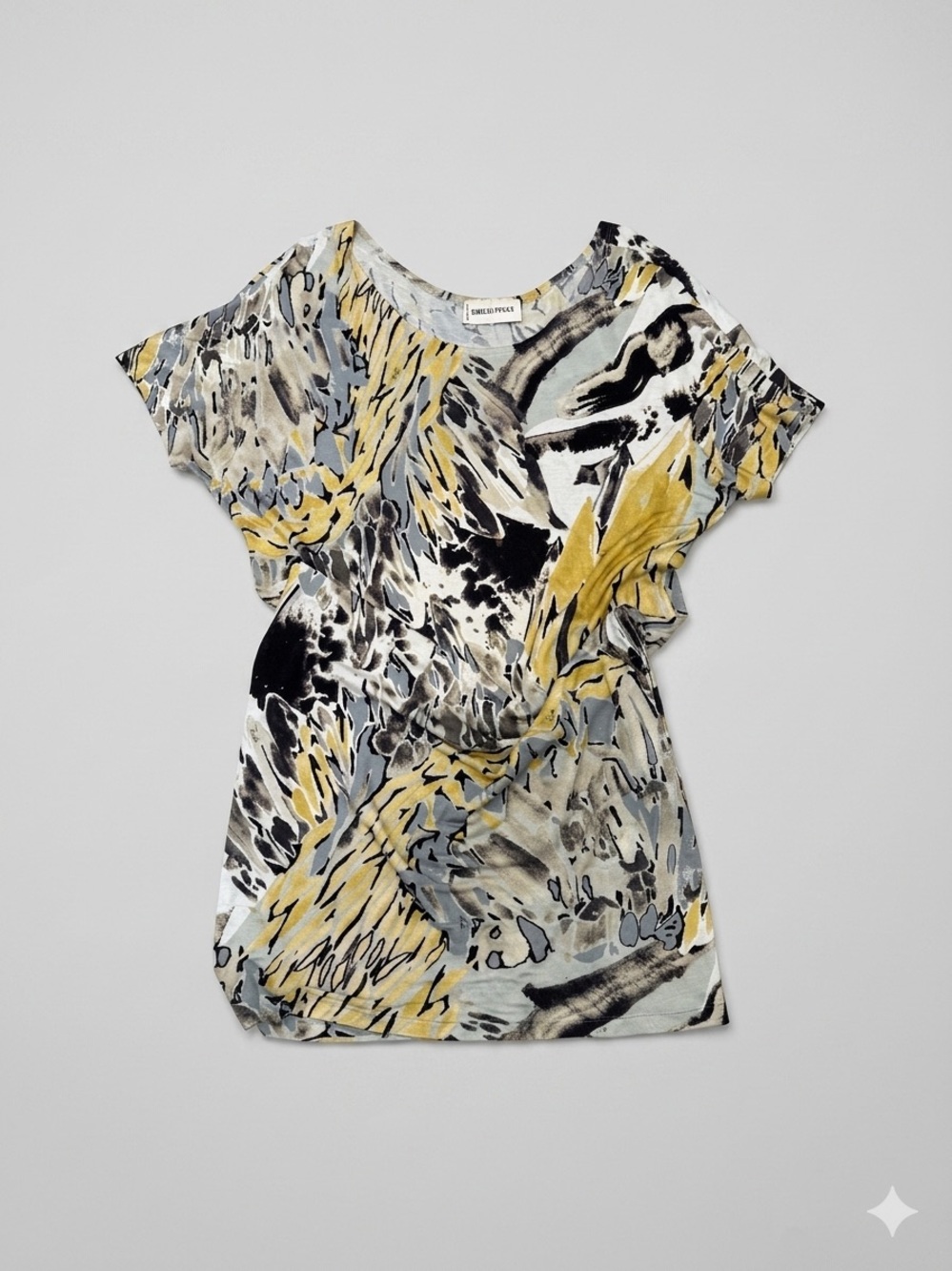 Emilio Pucci Abstract Print Short Sleeve Jersey Dress in Yellow Multi